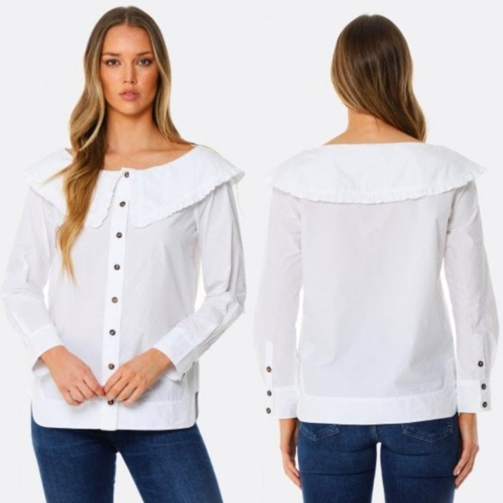 Ganni White Button-Down Blouse